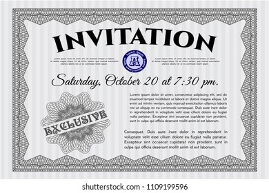 Grey Invitation. Elegant design. Detailed. With background. 