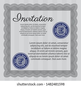 Grey Invitation. Excellent design. Customizable, Easy to edit and change colors. With great quality guilloche pattern. 