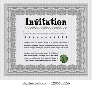 Grey Invitation. Excellent design. Vector illustration. With linear background. 