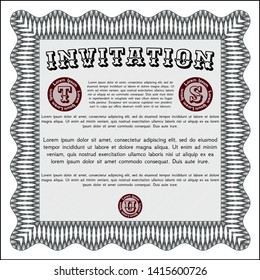 Grey Invitation. Good design. Customizable, Easy to edit and change colors. With background. 