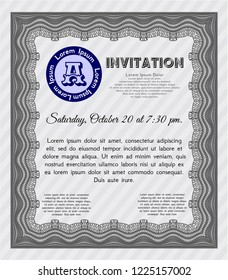 Grey Invitation. With great quality guilloche pattern. Customizable, Easy to edit and change colors. Elegant design. 