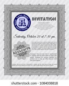 Grey Invitation. With guilloche pattern and background. Money style design. Detailed. 