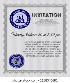 Grey Invitation. With guilloche pattern and background. Customizable, Easy to edit and change colors. Perfect design. 