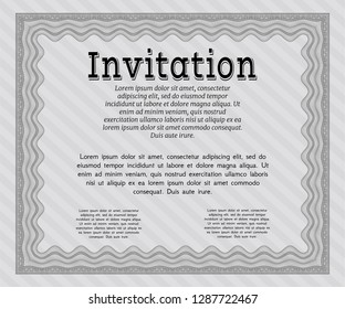 Grey Invitation. With guilloche pattern and background. Customizable, Easy to edit and change colors. Artistry design. 