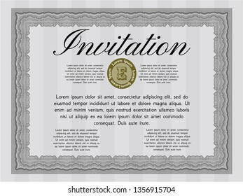 Grey Invitation. With guilloche pattern. Customizable, Easy to edit and change colors. Lovely design. 