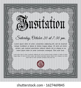 Grey Invitation. With guilloche pattern. Customizable, Easy to edit and change colors. Cordial design. 