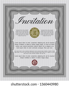 Grey Invitation. With guilloche pattern. Nice design. Detailed. 