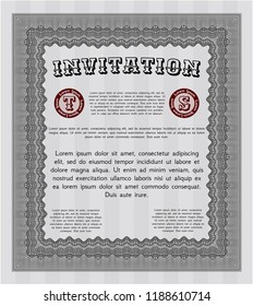 Grey Invitation. With guilloche pattern. Vector illustration. Perfect design. 