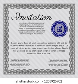 Grey Invitation. With guilloche pattern. Vector illustration. Superior design. 