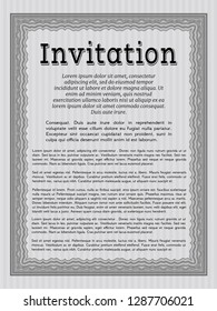 Grey Invitation. With linear background. Detailed. Lovely design. 
