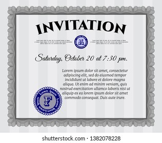 Grey Invitation. With linear background. Excellent design. Customizable, Easy to edit and change colors. 