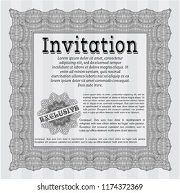 Grey Invitation. With linear background. Modern design. Detailed. 