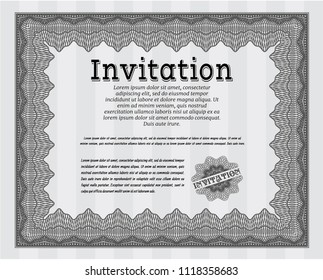 Grey Invitation. With linear background. Superior design. Vector illustration. 