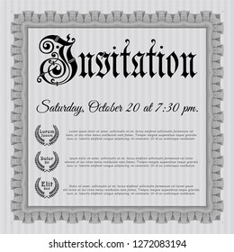 Grey Invitation. With linear background. Superior design. Vector illustration. 