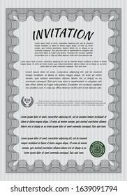 Grey Invitation. Money design. With complex background. Detailed. 
