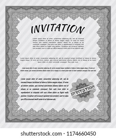 Grey Invitation. Money design. Vector illustration. With guilloche pattern and background. 