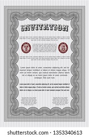 Grey Invitation. Money design. Vector illustration. With complex background. 