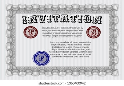 Grey Invitation. Money design. Vector illustration. With quality background. 
