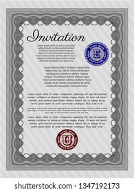 Grey Invitation. Money Pattern. With complex background. Vector illustration. 