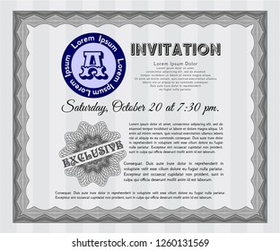Grey Invitation. Money Pattern. Customizable, Easy to edit and change colors. With linear background. 