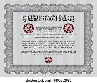 Grey Invitation. Money Pattern design. Vector illustration. With complex background. 