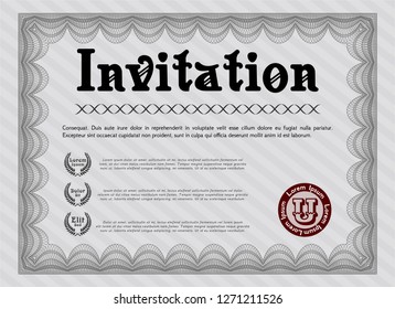 Grey Invitation. Money Pattern. Easy to print. Detailed. 