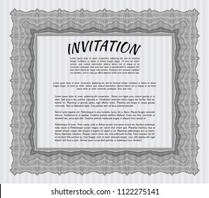 Grey Invitation. Money Pattern. With great quality guilloche pattern. Customizable, Easy to edit and change colors. 