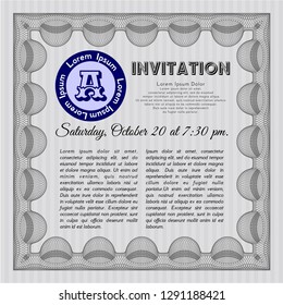 Grey Invitation. Money style design. Vector illustration. Printer friendly. 