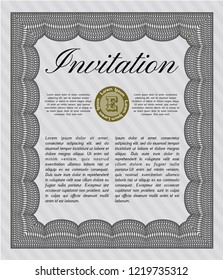 Grey Invitation. Nice design. Easy to print. Vector illustration. 