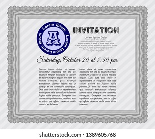 Grey Invitation. Perfect design. With background. Detailed. 