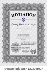 Grey Invitation. Perfect design. With complex background. Detailed. 