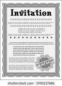 Grey Invitation. Perfect design. With great quality guilloche pattern. Detailed. 