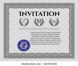 Grey Invitation. Printer friendly. Detailed. Superior design. 
