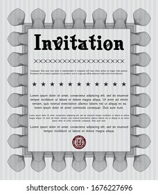 Grey Invitation. Printer friendly. Detailed. Money style design. 