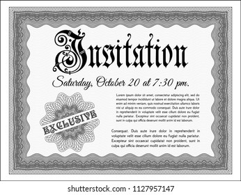 Grey Invitation. Printer friendly. Excellent design. Detailed. 