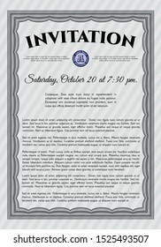 Grey Invitation. Printer friendly. Good design. Vector illustration. 