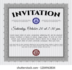 Grey Invitation. Printer friendly. Vector illustration. Good design. 