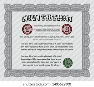 Grey Invitation. Printer friendly. Vector illustration. Perfect design. 