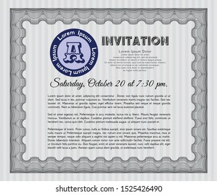 Grey Invitation. Printer friendly. Vector illustration. Modern design. 
