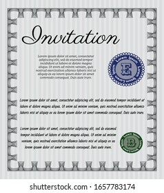 Grey Invitation. With quality background. Detailed. Money style design. 