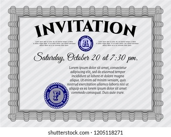 Grey Invitation. With quality background. Good design. Customizable, Easy to edit and change colors. 