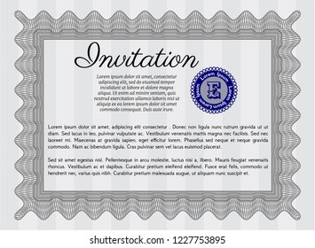Grey Invitation. With quality background. Good design. Vector illustration. 