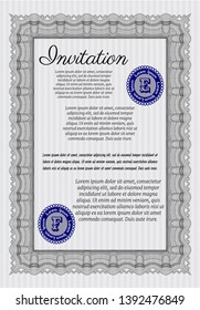 Grey Invitation. With quality background. Vector illustration. Perfect design. 