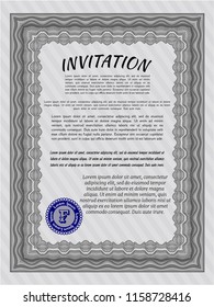Grey Invitation. Retro design. With background. Vector illustration. 