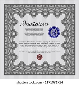 Grey Invitation. Retro design. With background. Vector illustration. 