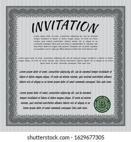 Grey Invitation. Retro design. With background. Detailed. 