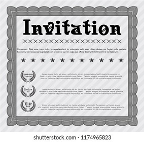 Grey Invitation. Retro design. Complex background. Vector illustration. 