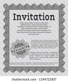 Grey Invitation. Retro design. With complex background. Vector illustration. 