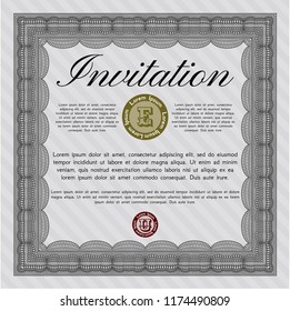Grey Invitation. Retro design. Detailed. Printer friendly. 