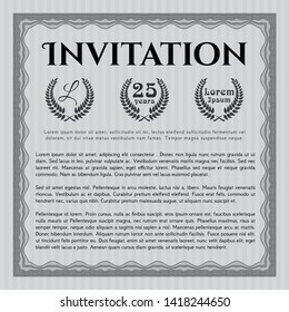 Grey Invitation. Retro design. Easy to print. Vector illustration. 